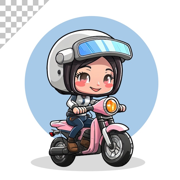 Food delivery cute girl riding motorcycles, cartoon art illustration