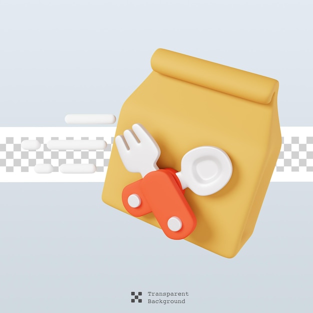 Food delivery on the way. Delivery service and shipping icon concept. 3D Render Illustration