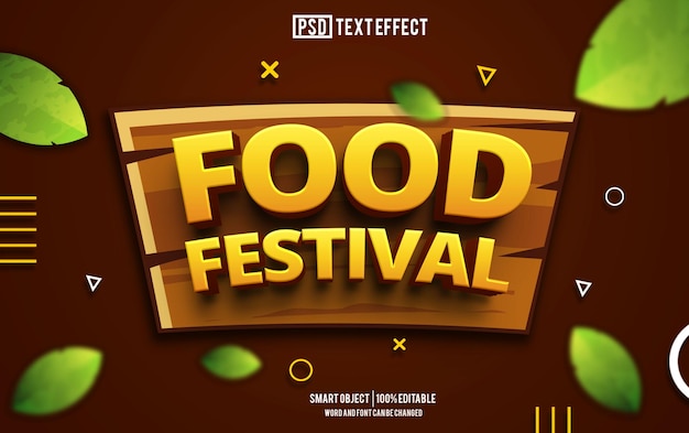 PSD food festival text effect font editable typography 3d text