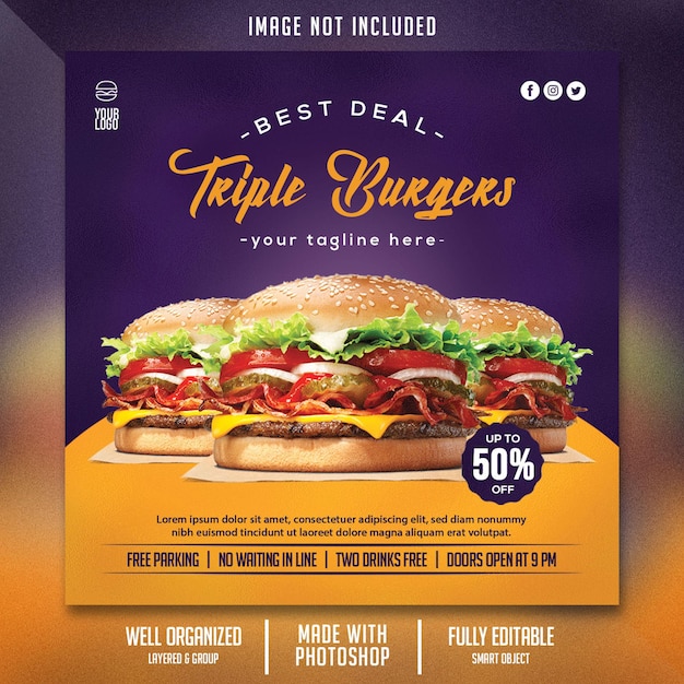 Food Flyer template with burger theme