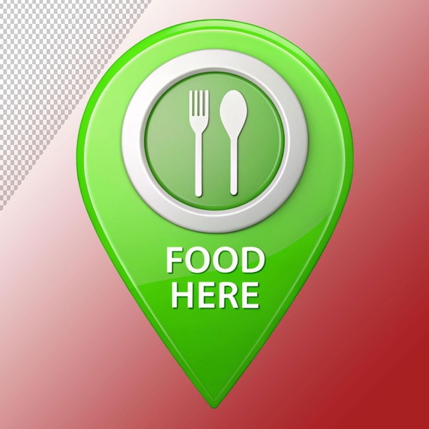 food here location sign on transparent background