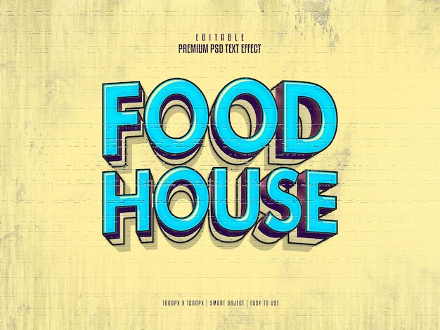 PSD food house fully editable premium psd text effect