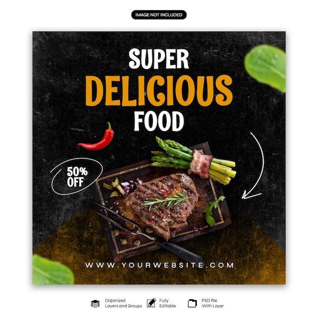 PSD food menu banner design for social media