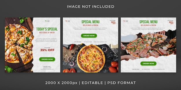 Food menu banner or social media feed template