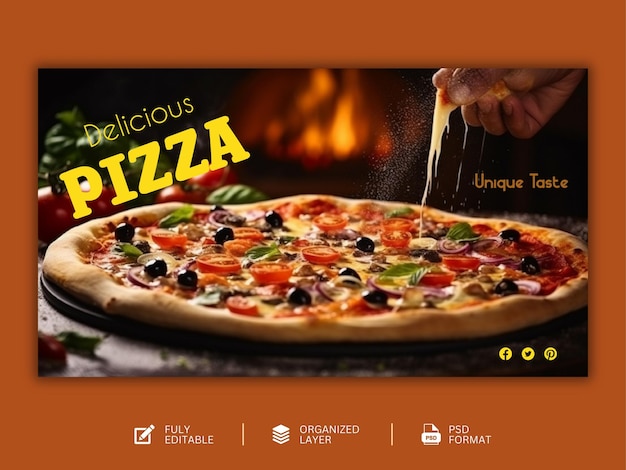 Food menu and delicious Pizza graphic design template