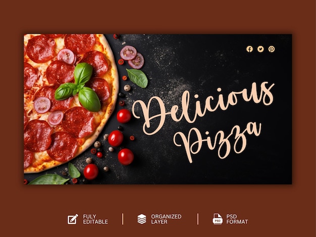 Food menu and delicious Pizza graphic design template