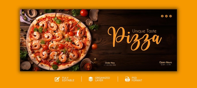 Food menu and delicious Pizza graphic design template