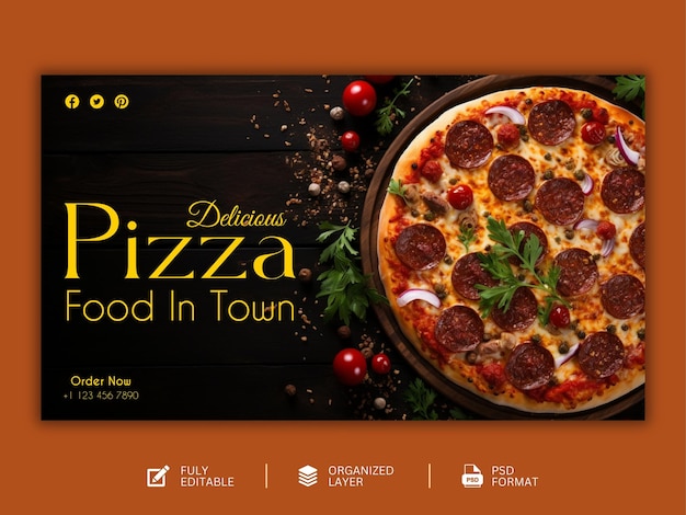 Food menu and delicious Pizza graphic design template