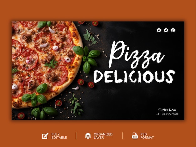 Food menu and delicious Pizza graphic design template