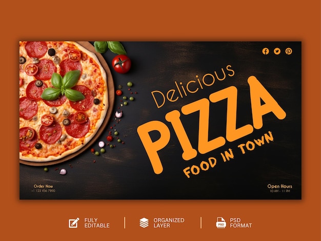 Food menu and delicious Pizza graphic design template