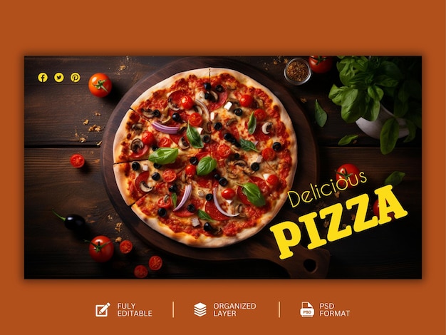 Food menu and delicious Pizza graphic design template