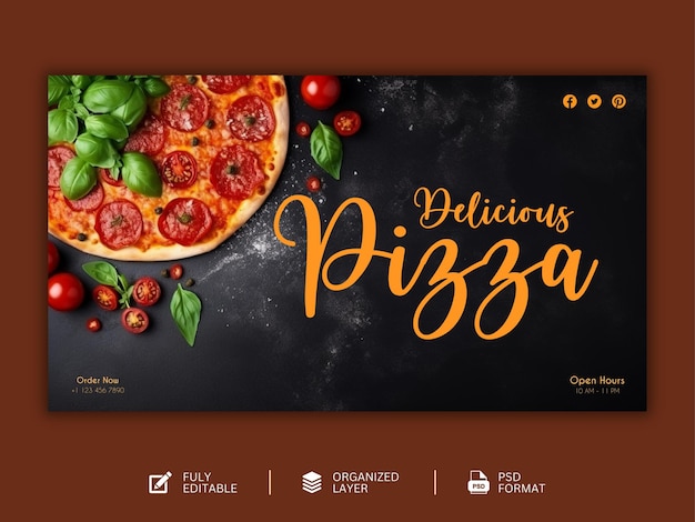 Food menu and delicious Pizza graphic design template