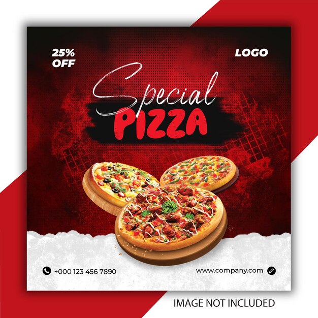 PSD food menu and delicious pizza social media banner template