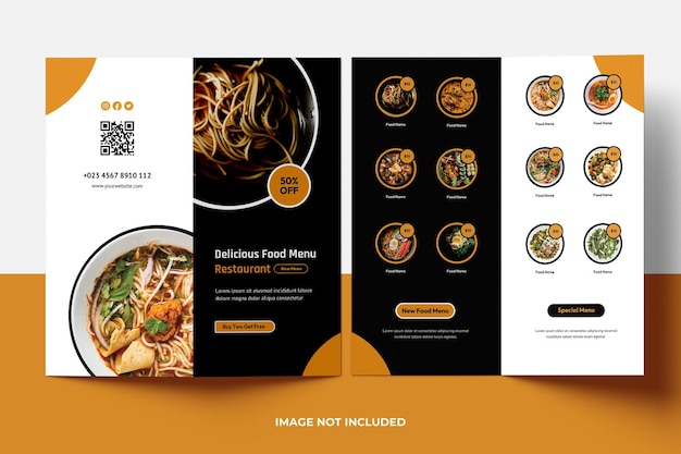 PSD food menu dl bifold flyer template design