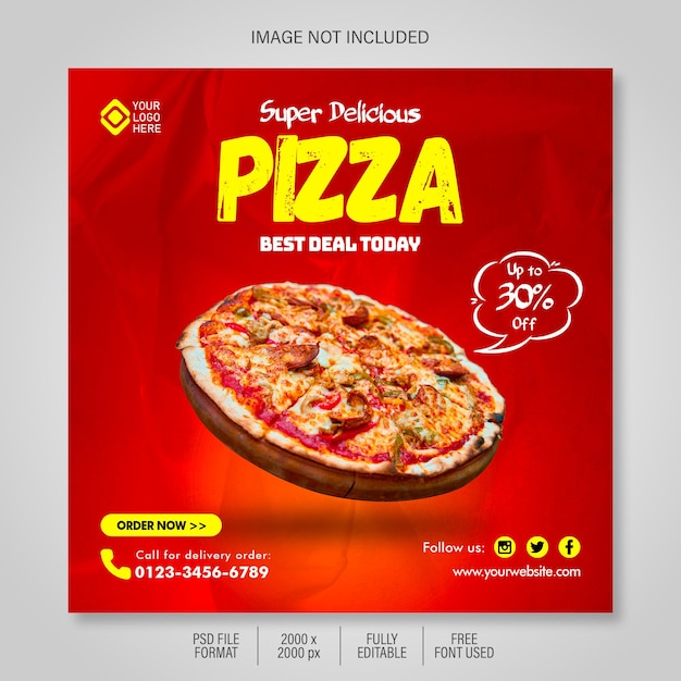 Food Menu and Pizza Social Media Banner Template