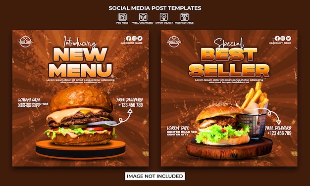 Food menu poster or social media instagram post template