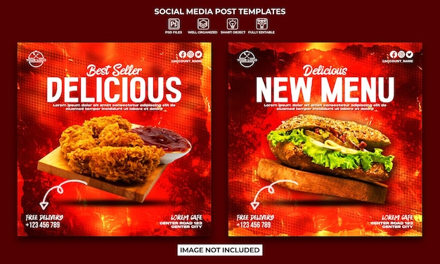 Food menu poster or social media instagram post template