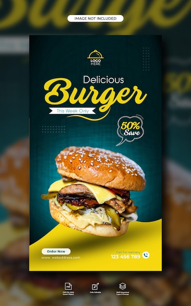 Food menu promotion instagram stories banner template