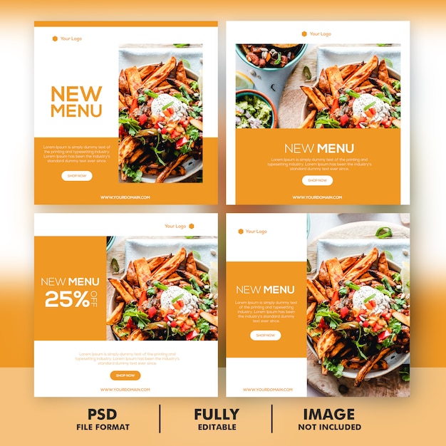 Food menu promotion social media instagram post banner template