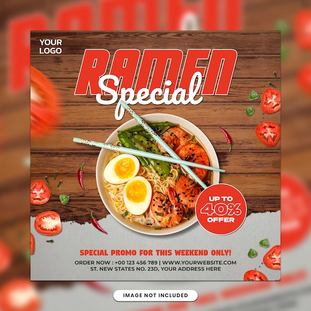 Food menu promotional sale social media post or instagram web banner