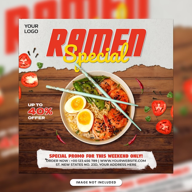 Food menu promotional sale social media post or instagram web banner