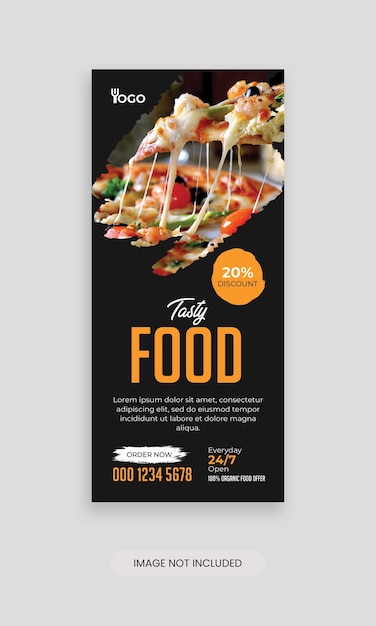 PSD food menu rack card template restaurant dl flyer