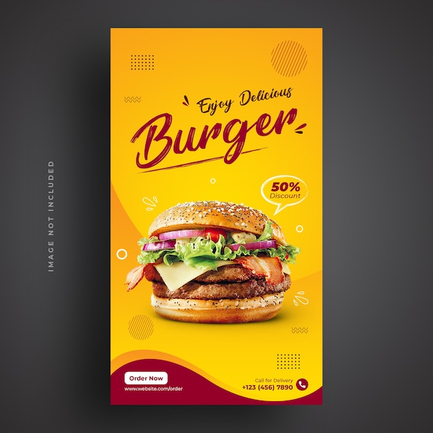 Food menu and restaurant burger social media banner template 