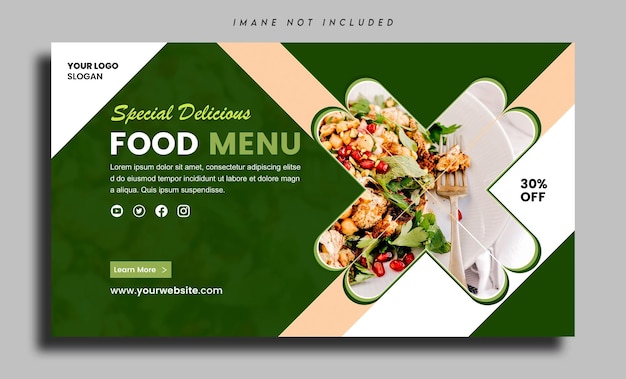 Food menu and restaurant facebook cover and banner template