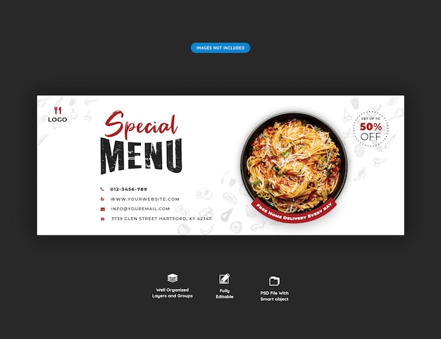 Food menu and restaurant facebook cover template