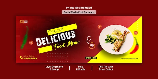 Food menu and restaurant facebook cover template