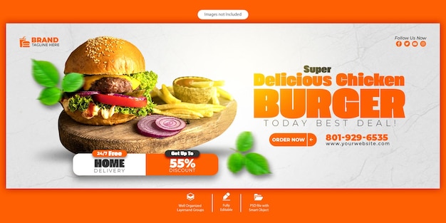 Food menu and restaurant Facebook cover template