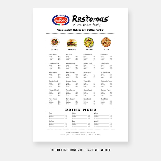 Food menu restaurant flyer design templates