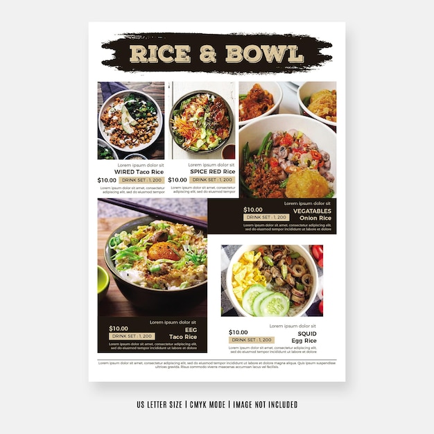 Food menu restaurant flyer design templates