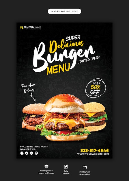 Food menu and restaurant flyer template