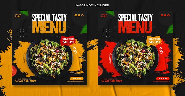 food menu and restaurant instagram post template