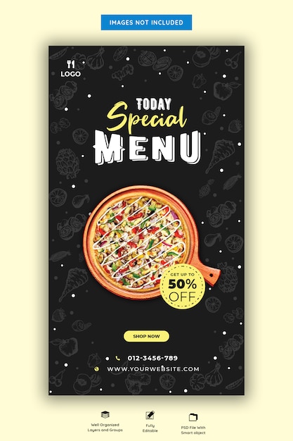 Food menu and restaurant Instagram story template