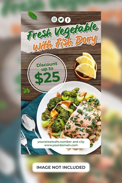 Food menu and restaurant promotion with social media stories banner template