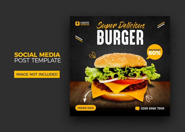 Food menu and restaurant social media banner post template