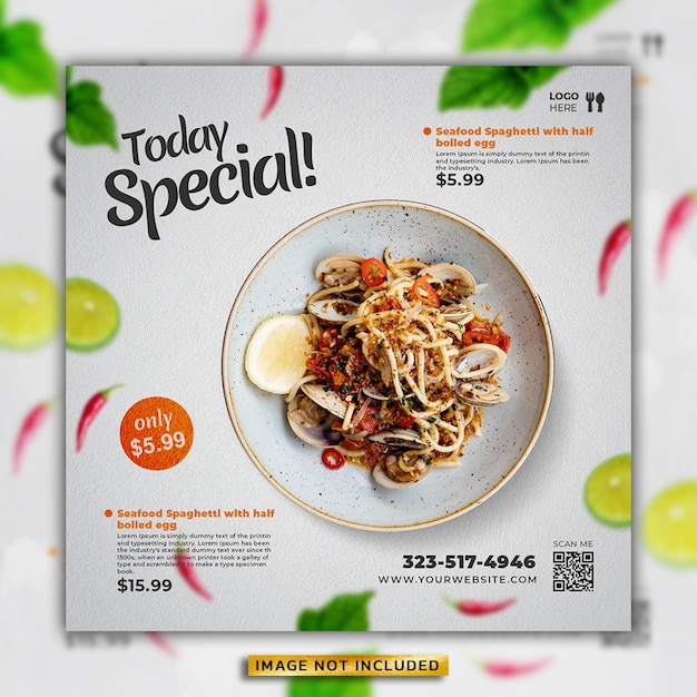 Food menu and restaurant social media banner template