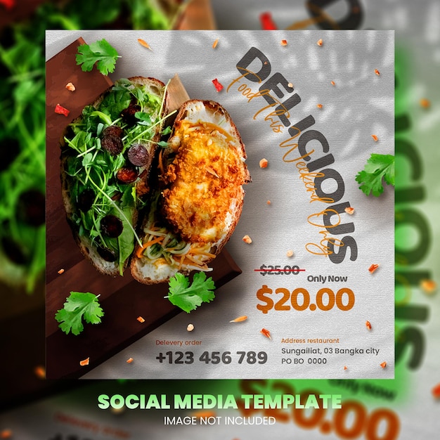 Food menu and restaurant social media banner template