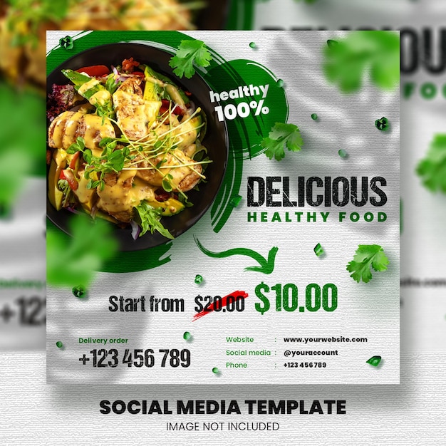 Food menu and restaurant social media banner template