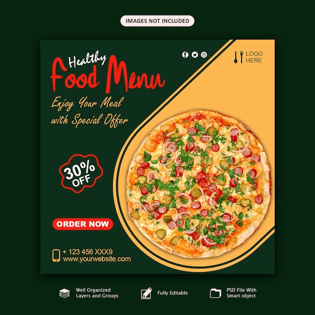 Food Menu and Restaurant Social media Instagram post design template