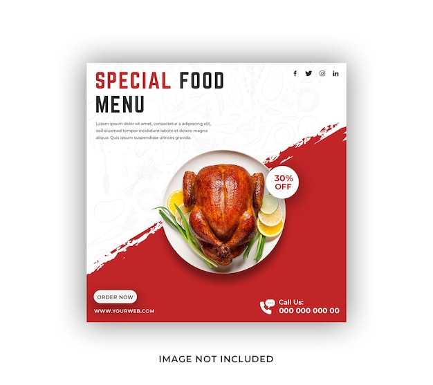 Food menu and restaurant social media post design template