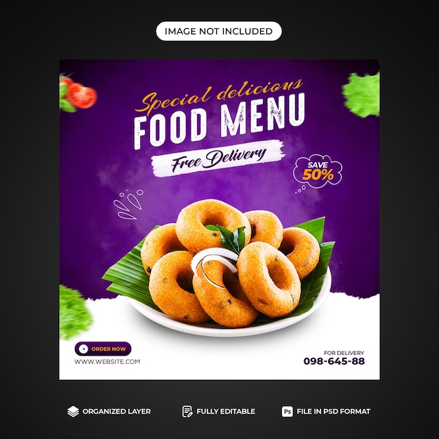 Food menu and restaurant social media post template