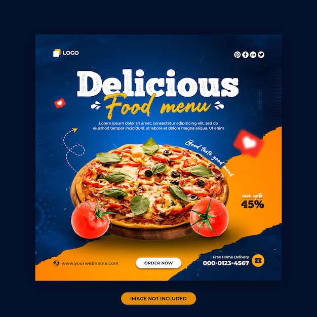 Food menu and restaurant social media post and web banner design template