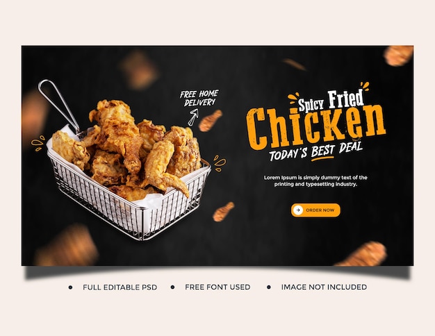 PSD food menu and restaurant social media and  web banner template