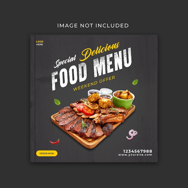 Food menu and restaurant social media and web banner template