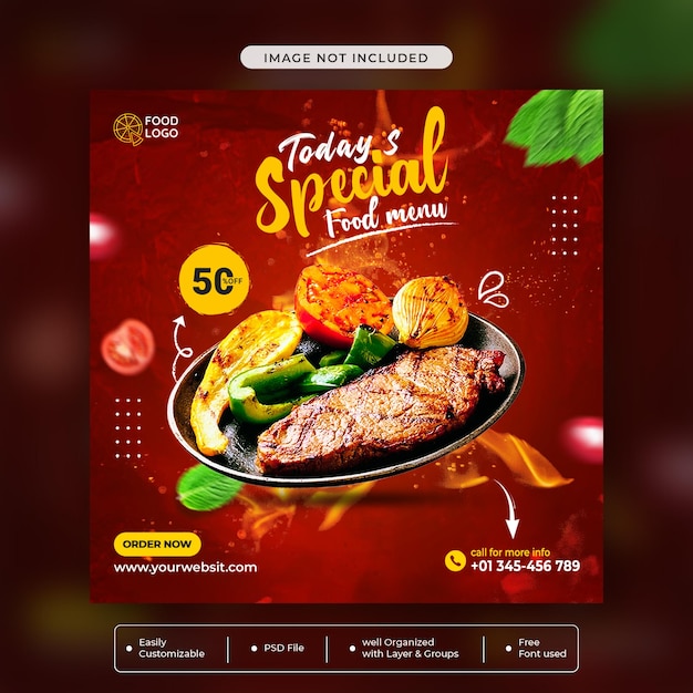 Food menu social media Instagram promotion banner post template