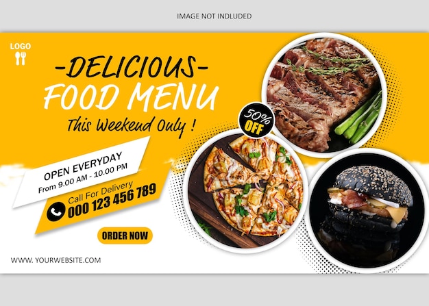 Food menu social media post banner template design