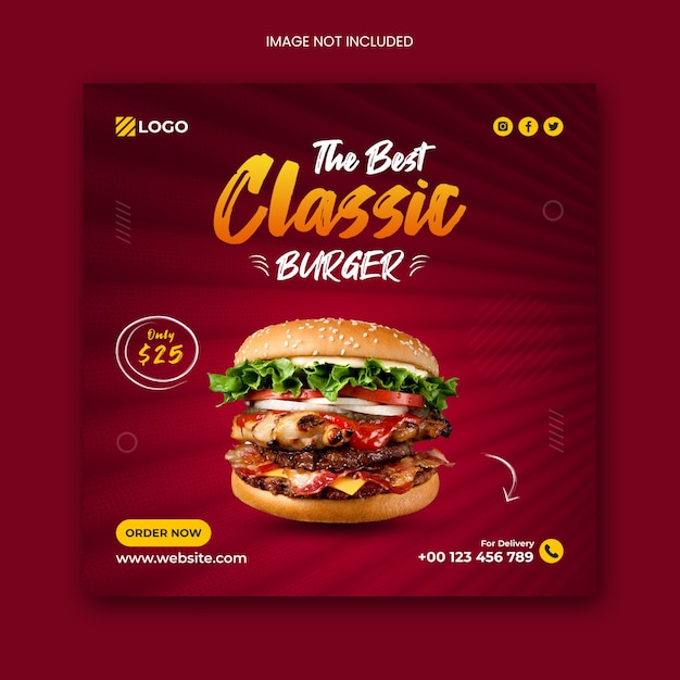 Food menu social media post banner template